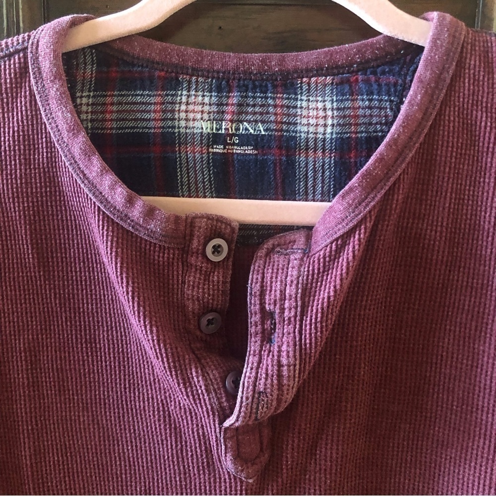 Merona red long sleeve sleep shirt in size L - Picture 3 of 7